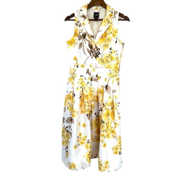 JH fit & flare dress, sleeveless, v-neck, midi length, floral watercolour print - Picture 8 of 16